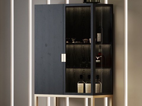 现代意式酒柜 意式装饰柜 意式边柜 意式酒柜su模型