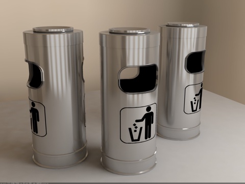  垃圾桶-不锈钢013d模型 