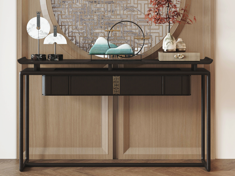  新中式玄关台端景台3d模型 