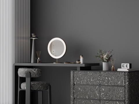 现代意式梳妆台su模型