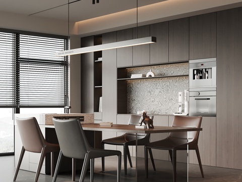  现代餐厅 餐桌椅 岛台 餐桌椅3d模型 