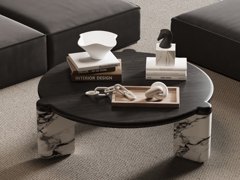  现代意式茶几 实木茶几3d模型 