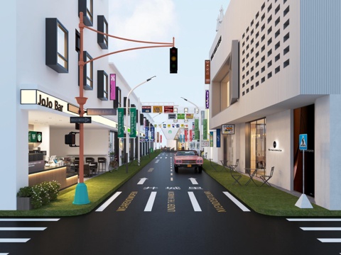  现代商业街网红打卡旅游潮牌店3d模型 