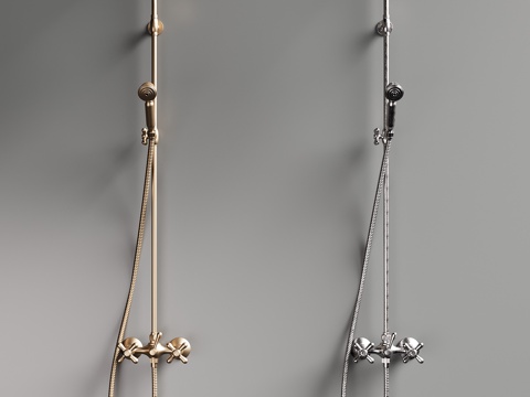 现代花洒 法式复古花洒 淋雨su模型