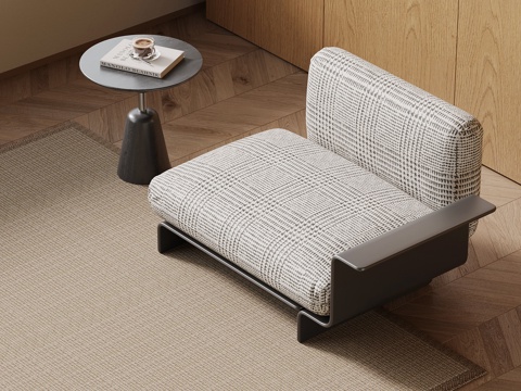 现代中古风单人沙发 休闲沙发su模型