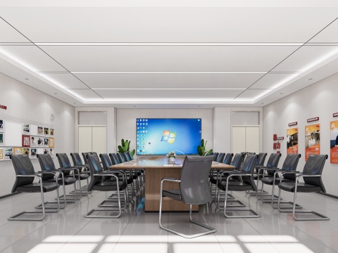 现代会议室_大型会议室_小型会议室_会议室_培训室su模型