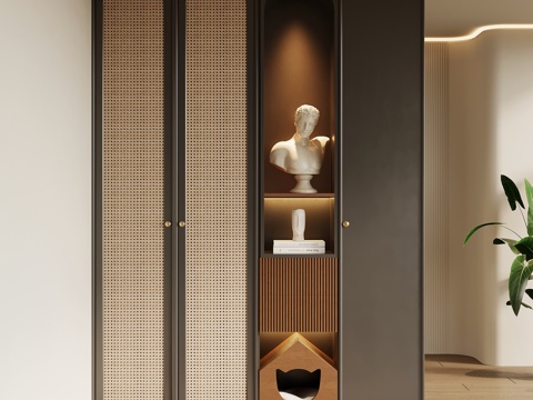 法式复古玄关 鞋柜 玄关柜su模型