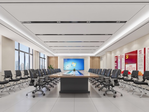 现代会议室_大型会议室_小型会议室_会议室_培训室_会议桌椅su模型