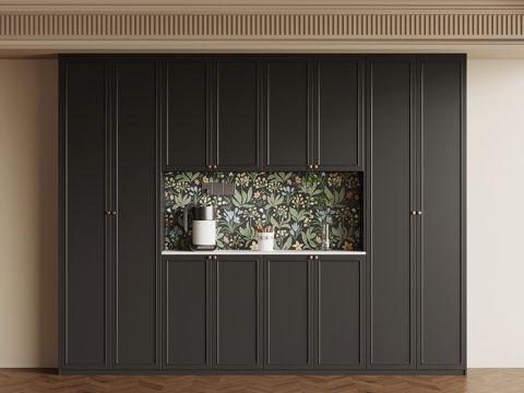 法式奶油风餐边柜 酒柜su模型