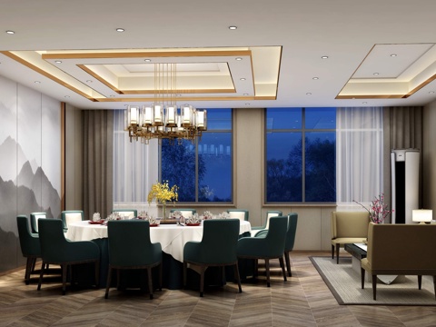  餐厅包间3d模型 