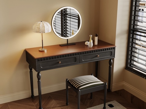 法式梳妆台 中古风梳妆台su模型