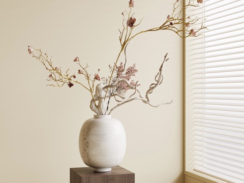 侘寂中古花瓶 花艺su模型