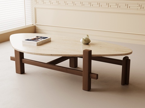 侘寂中古茶几su模型