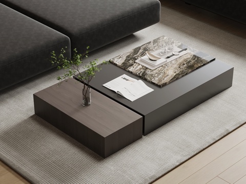 现代意式茶几 极简茶几su模型