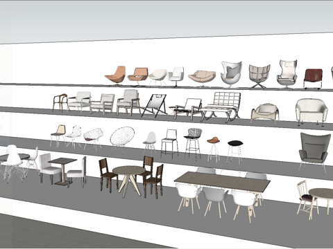  su现代轻奢单体椅子模型100个su模型 