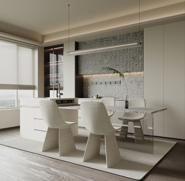 现代餐厅 餐桌椅 岛台 餐桌椅su模型