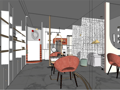 现代精品化妆品店铺su模型