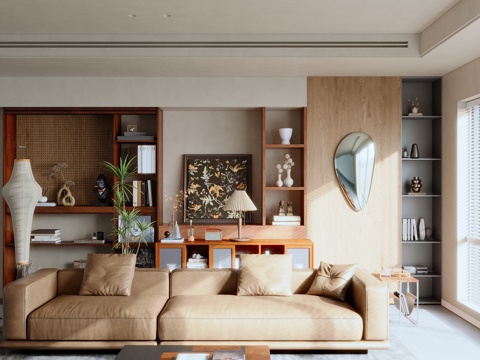  中古风客厅 侘寂客厅3d模型 