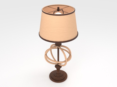  台灯 灯罩 木质底座 环形支架3d模型 