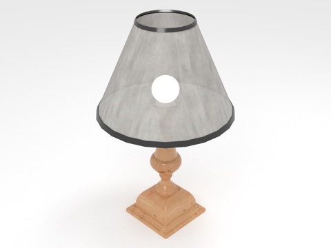  台灯 灯罩 木质底座 家居照明 床头灯3d模型 