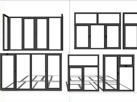 现代铝合金窗户su模型