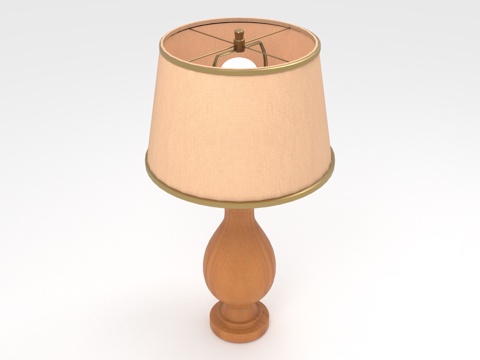  台灯 灯罩 木质底座 家居照明 装饰灯具3d模型 