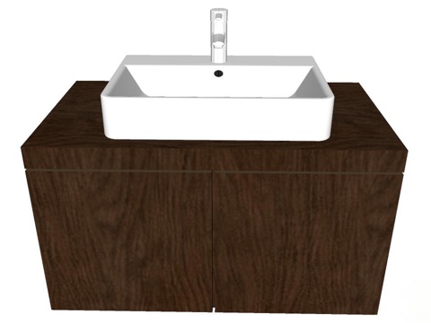 洗手台 中式洗手台 浴室柜 实木浴室柜su模型