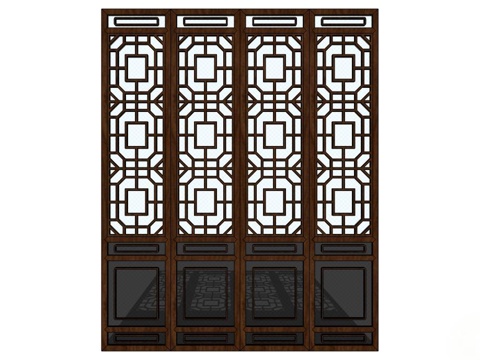 门 实木门 新中式门su模型