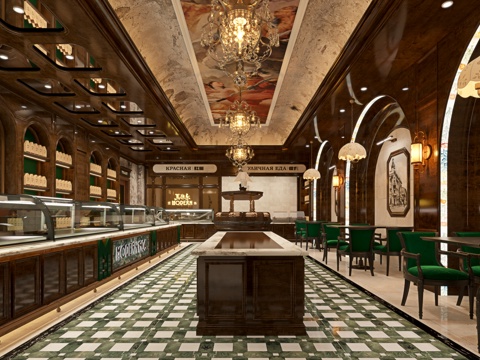  欧式西餐面包店3d模型 