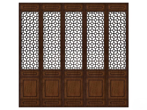 门 实木门 新中式门su模型