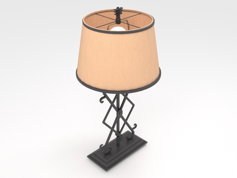  台灯 灯罩 铁艺底座 装饰灯 家居照明3d模型 