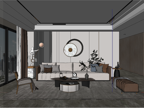 现代简约客厅su模型