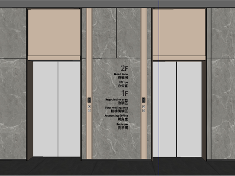 现代电梯厅su模型