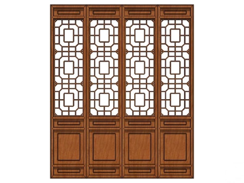 门 实木门 新中式门su模型