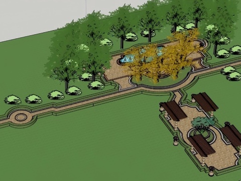 小公园模型 园林景观模型 广场方案设计 园林方案设计su模型