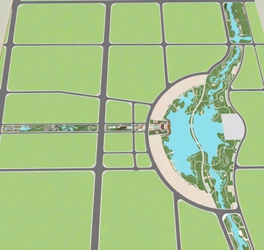 中轴线公园模型 园林景观模型 公园设计 园林方案设计su模型