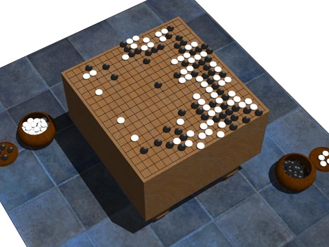 围棋 实木棋盘 棋盘su模型