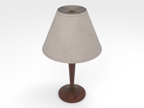  台灯 灯罩 木质底座 家居照明 床头灯3d模型 