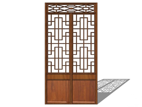 门 实木门 新中式门su模型