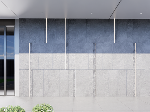 现代石头背景墙_电视背景墙_文化石su模型