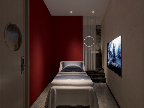  新中式足疗店包间3d模型 