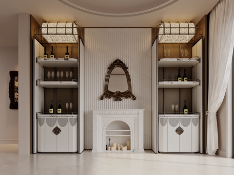 法式复古成品酒柜 装饰柜su模型