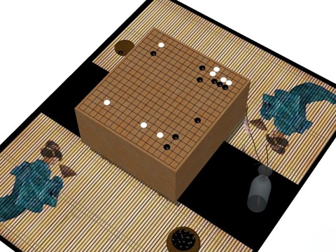 围棋 实木棋盘 棋盘su模型