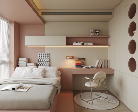 现代榻榻米卧室su模型