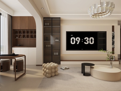  现代风格客餐厅3d模型 