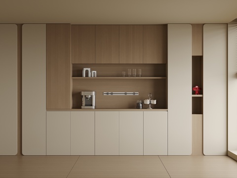 现代酒柜餐边柜su模型