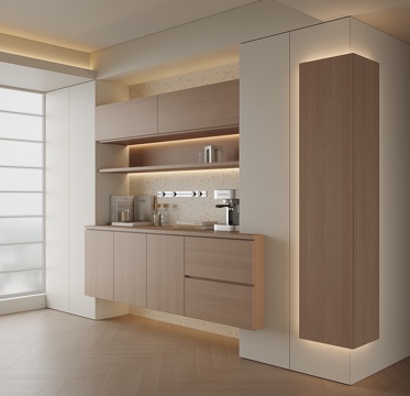 现代酒柜餐边柜su模型