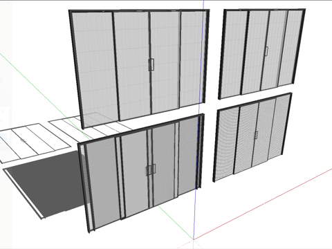 现代极简玻璃推拉门su模型