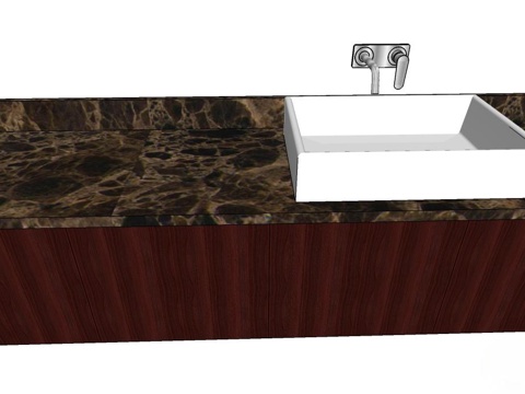 洗手台 中式洗手台 浴室柜 实木浴室柜su模型