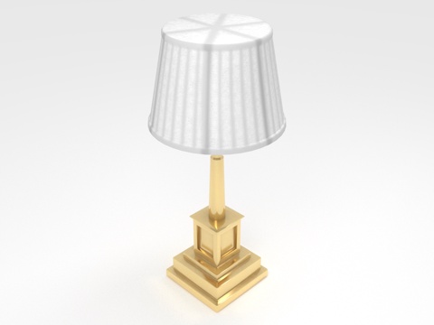  台灯 灯罩 金色底座 家居照明 装饰灯具3d模型 
